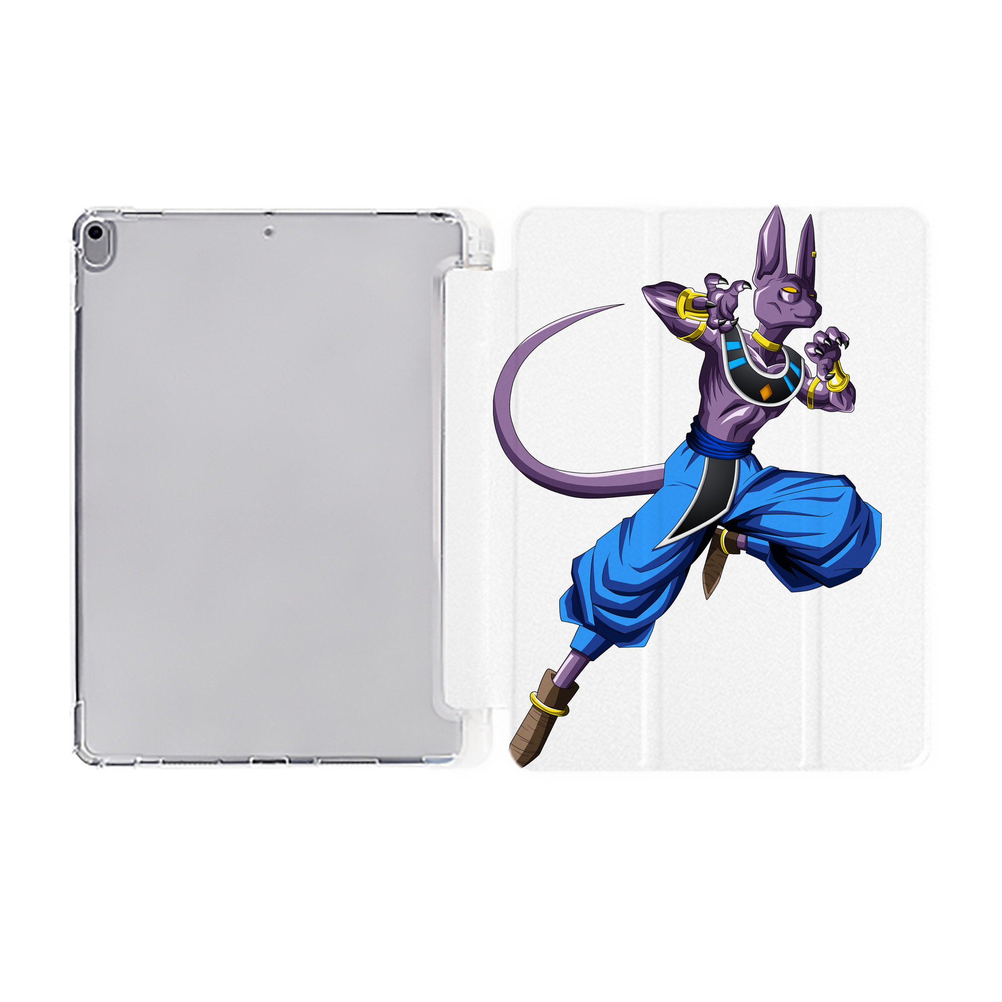 （画像用） ドラゴンボール ビルス 破壊神ビルス DRAGON BALL Beerus Birusu IPad ケース ペン収納付き 三つ折りスタンド PUレザー×シリコン 対応機種9.5/10.5/10.9インチ